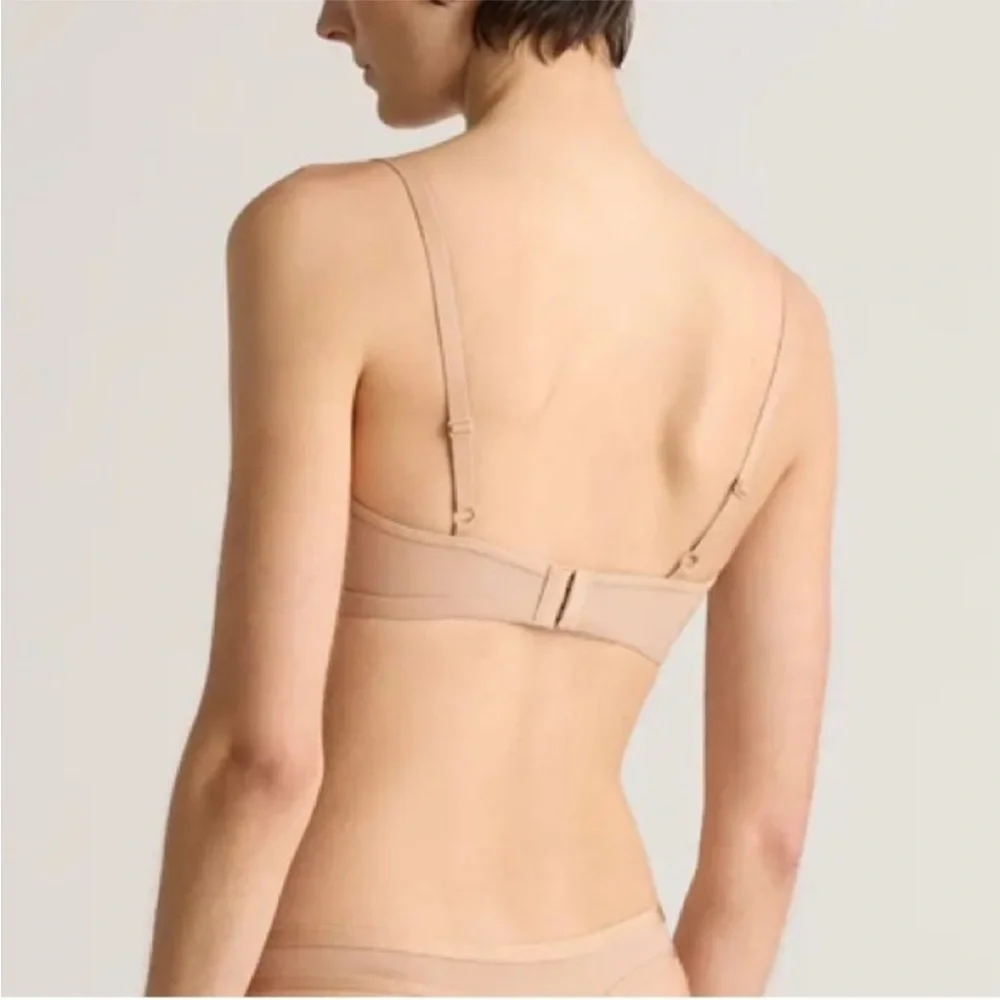 NWOT Quince Belgian Mesh Sheer Cutout Bralette in Sand Sz S - Picture 2 of 8